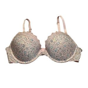 34C Lucky Brand Peach Floral push-up Bra, calico, underwire 34C